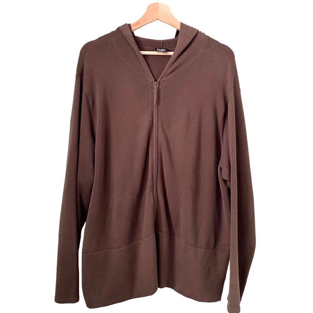 Eileen Fisher Basic Brown Hoodie Long Sleeve Sweater in Size ***SEE MEASUREMENTS